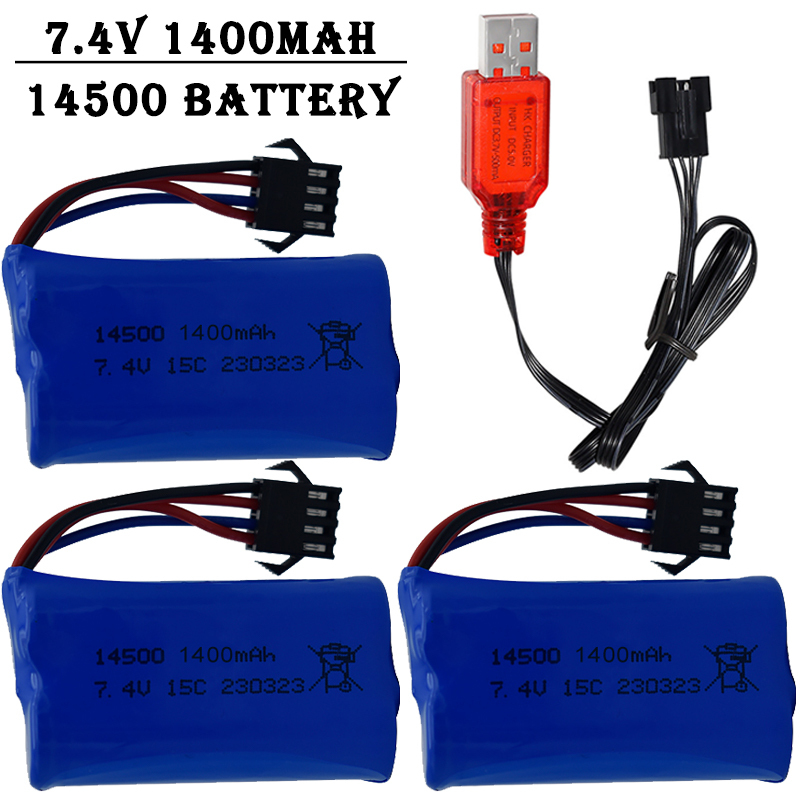 Rc Helicopter Charger - Batterie lithium-ion 7.4V 1400mAh 14500, avec